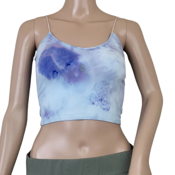 Free People Seamless Skinny Strap Tie Dye Lady Bug Purple Green Tank Top - Picture 1 of 2